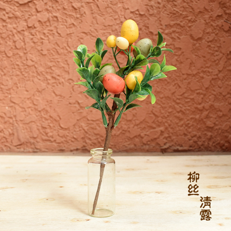 Fábrica directa huevo de Pascua decoraciones simple decoración de escritorio simulación hoja verde florero arreglo Pascua
