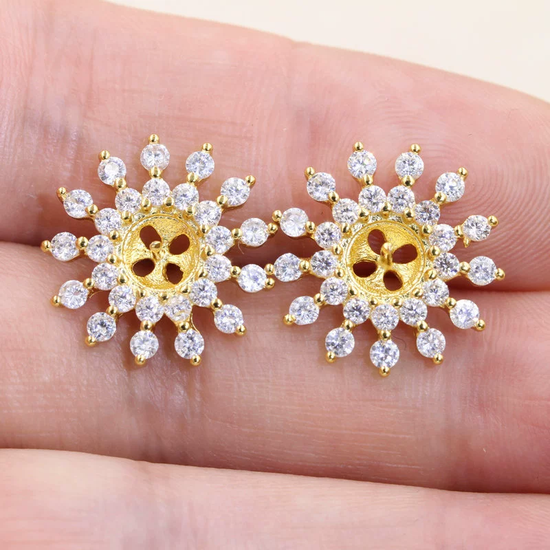 S925, серьги из жемчуга, аксессуары с цирконами, солнечная энергия, handmade, образец серебра 925, микрокристаллы, корейский стиль, DIY