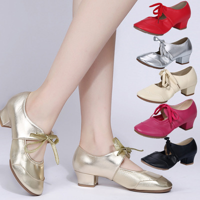Gold silver Latin square dancing shoes Modern latin ballroom dance shoes for women girls  soft-soled shoes waltz tango foxtrot dance shoes