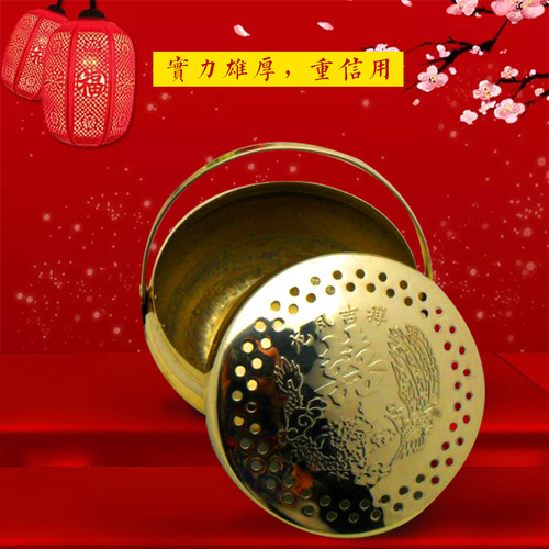 Large, medium, and small pure copper fire cannons for wedding supplies, prosperity basins, rural wedding dowries, festival celebration wedding supplies manufacturers