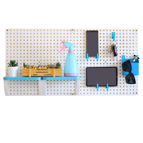 Plastic grid storage rack without drilling hooks kitchen pixel board wall-mounted multi-purpose shelf can be shipped
