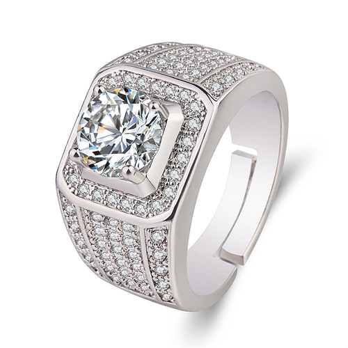 European and American exaggerated cross-border men's full diamond fashion ring live mouth Korean version male ring hot selling jewelry wholesale direct sales