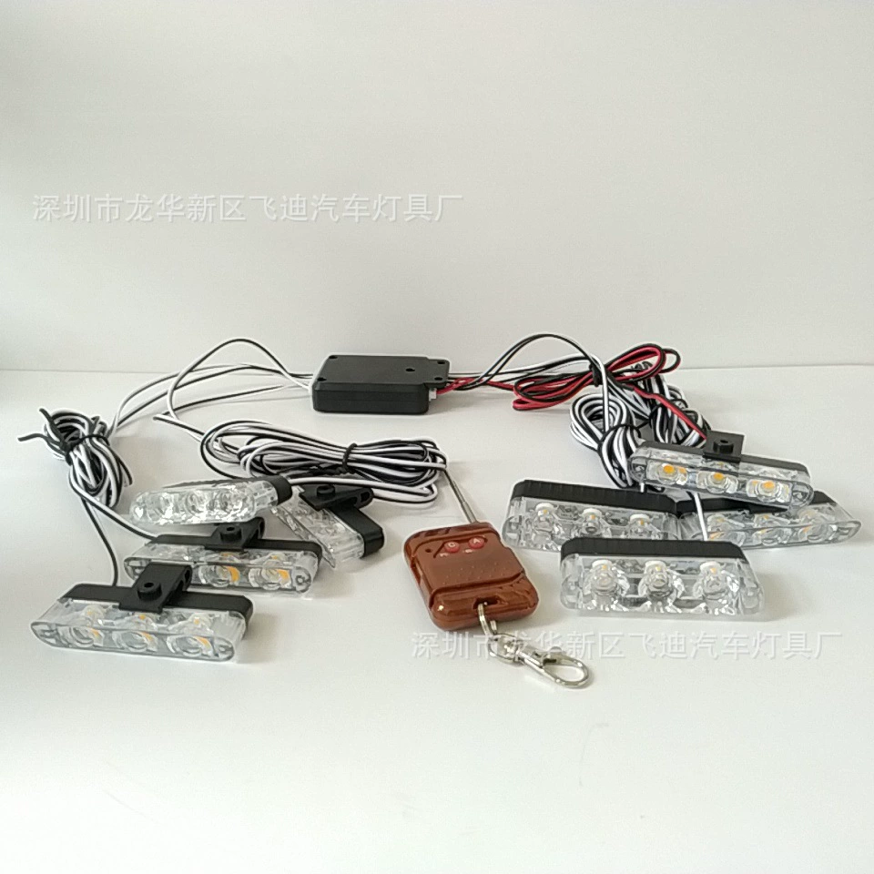 03041-8 беспроводной пульт дистанционного управления 8X3LED один-восемь 24 Вт 24LED средняя сетка вспышка лампа стробоскоп DC12V