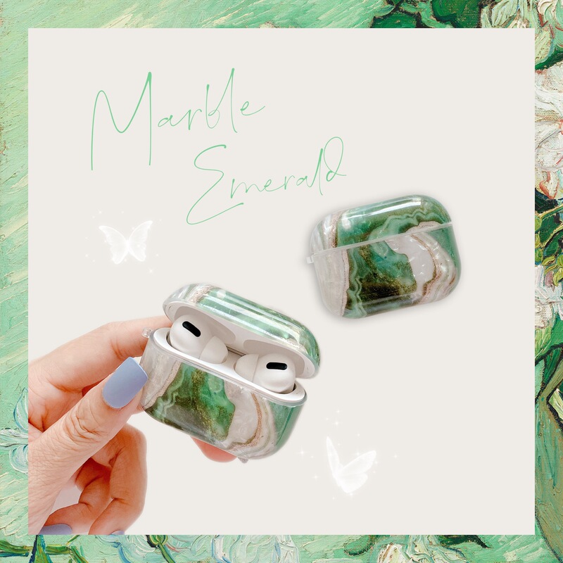Cross-border new emerald green marble for AirPods Pro protective case imd Apple earphone set customization