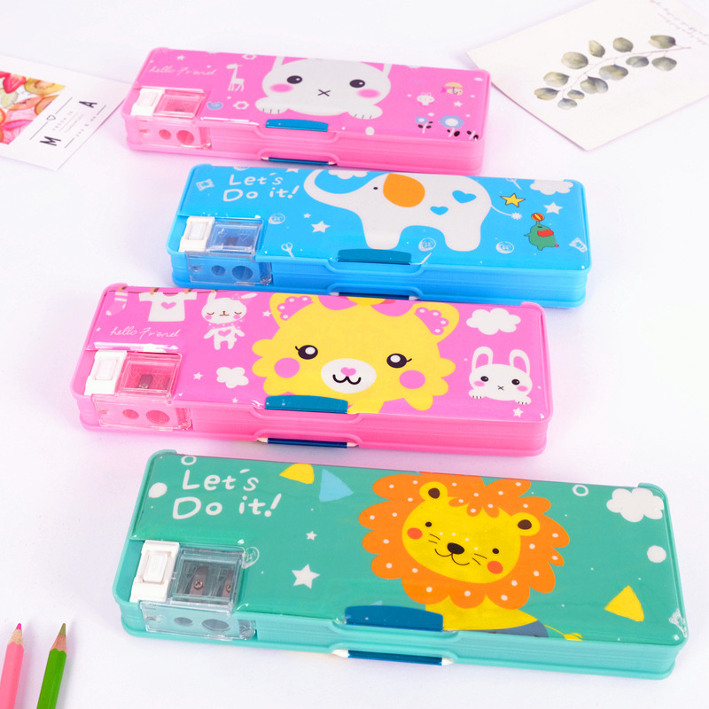 批发双层卡通铅笔盒 儿童学生创意文具盒节日礼物奖品文具T|ru