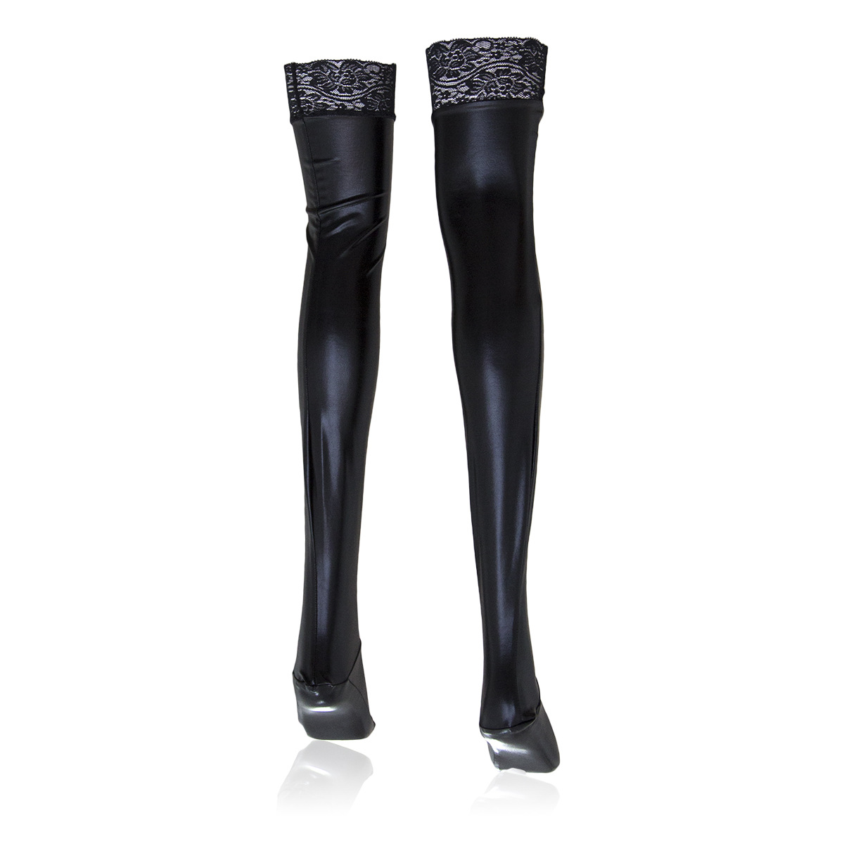 Tienda de fábrica al por mayor juguetes sexuales calcetines adhesivos de encaje de tela elástica de charol bronceado calcetines de cuero brillante pintura calcetines ropa de rendimiento