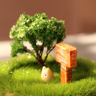 Moss Micro Landscape Ornament Forest Sign Pointer Figurine DIY Assembly Toy Shelf Accent