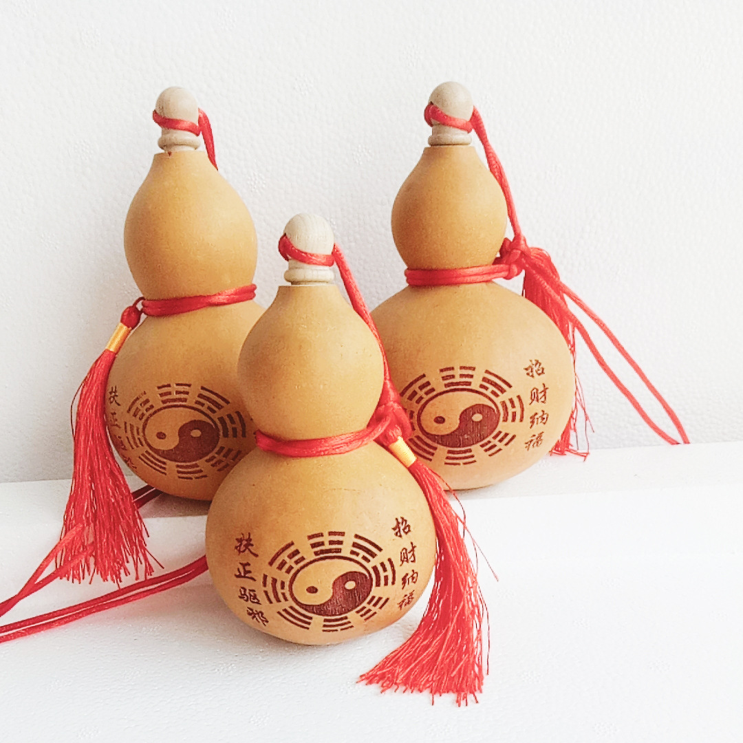 厂家生产天然葫芦工艺品开口小号酒葫芦八卦图招财进宝量大可定制