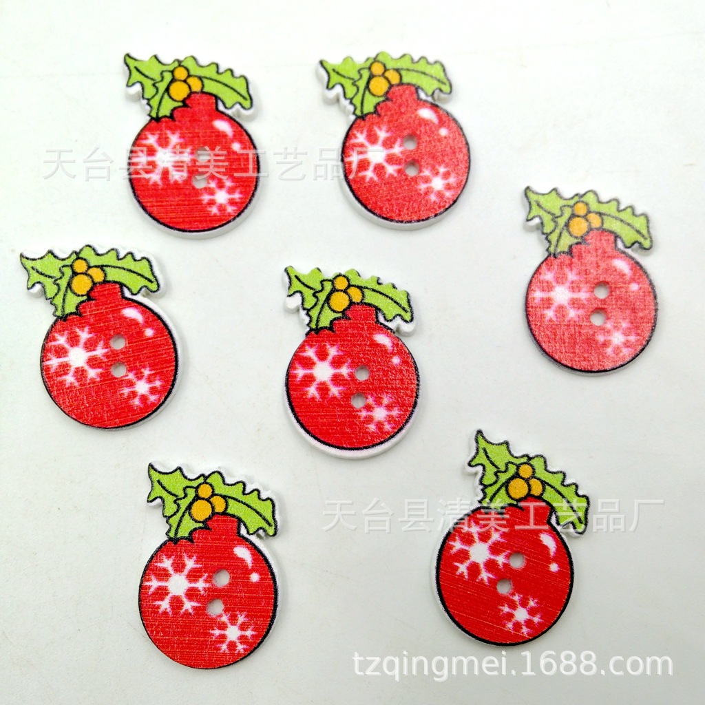13 fondo blanco pintado Navidad botones de madera lindo decorativo de madera de dibujos animados de Navidad