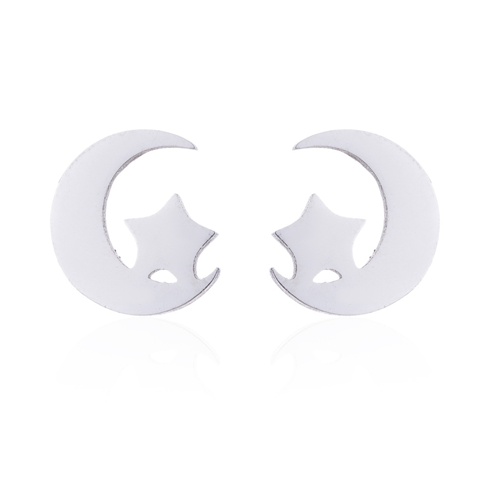 Fashion Star Moon Stainless Steel Jewelry Set 2 Pieces