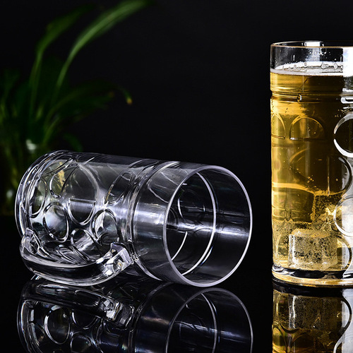 Large Capacity 1 Liter Plastic PS Beer Cup Transparent with Handle Thickened Beer Glass Pineapple Cup Beverage Juice Cup