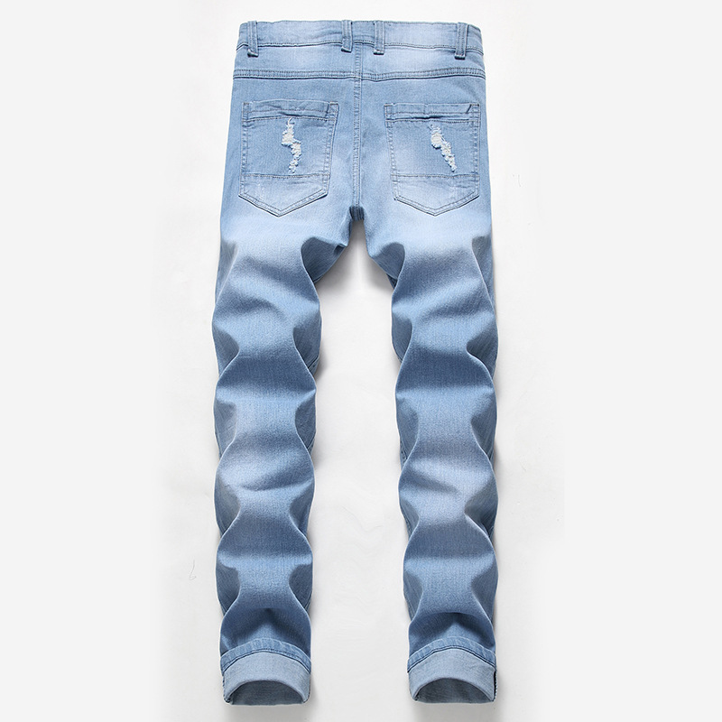 Jean délavé pour homme, pantalon en denim élastique à jambes droites, tendance et décontracté_voghion.com