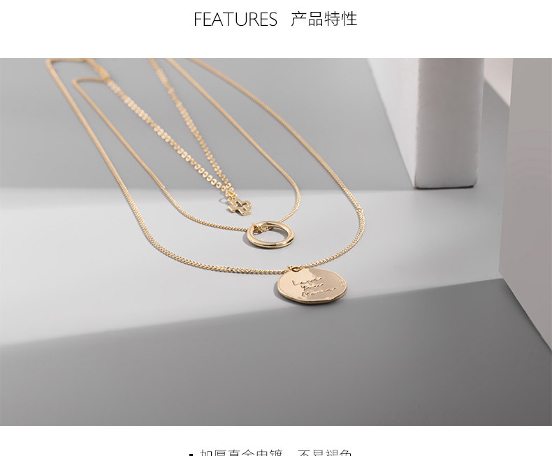 Coin Three-layer Cross Necklace Women's Clavicle Chain Wholesale Fashion Jewelry display picture 3