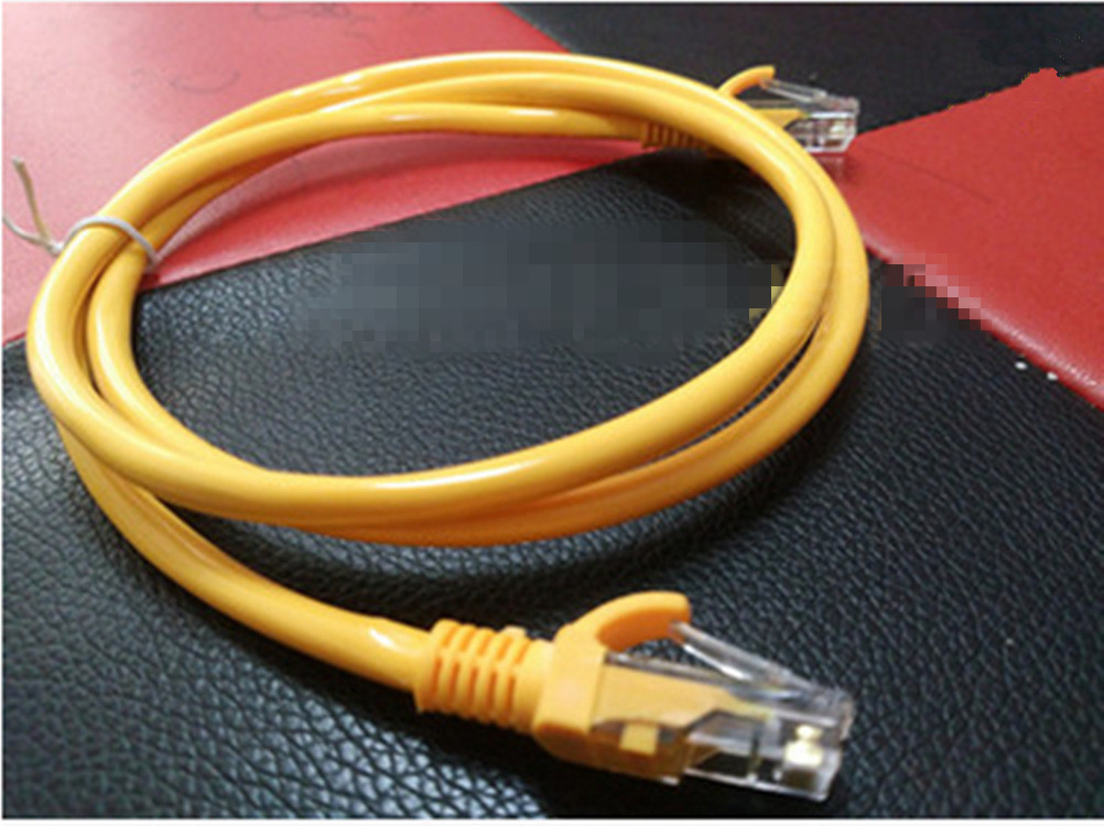 厂家直销 超五类网线电脑网络 宽带线工 网络线 黄色成品线 5米