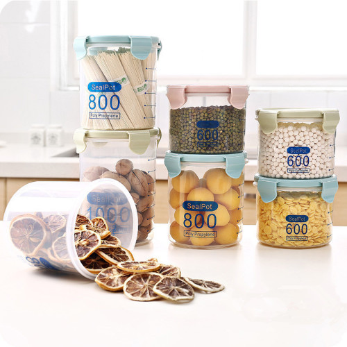 Kitchen transparent food preservation sealed jar storage jar with lid plastic grain storage jar snack storage box