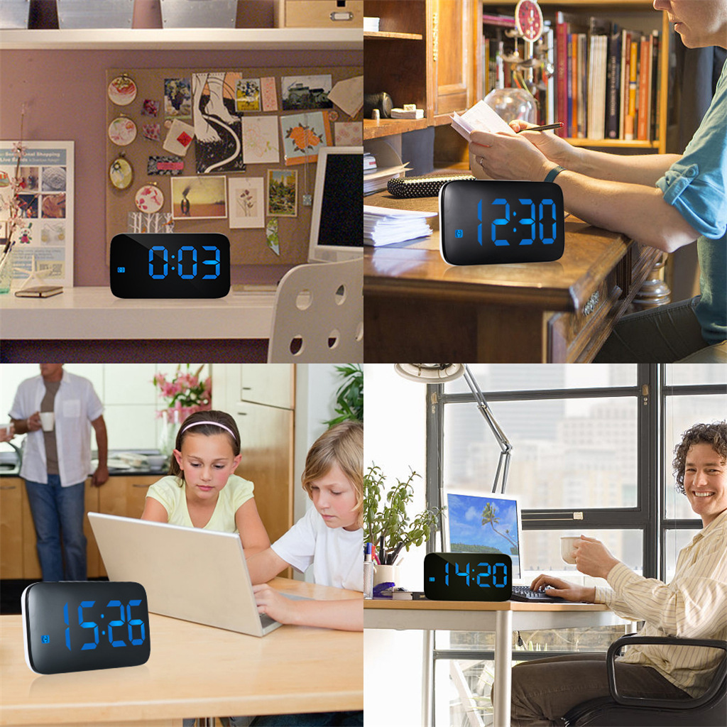 Reloj despertador con espejo LED controlado por voz