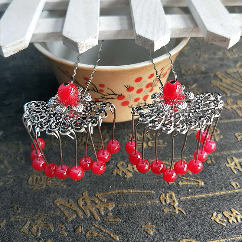 花千骨同款头饰赵丽颖古风流苏发簪子古典古装cos饰品对夹边步摇|ms