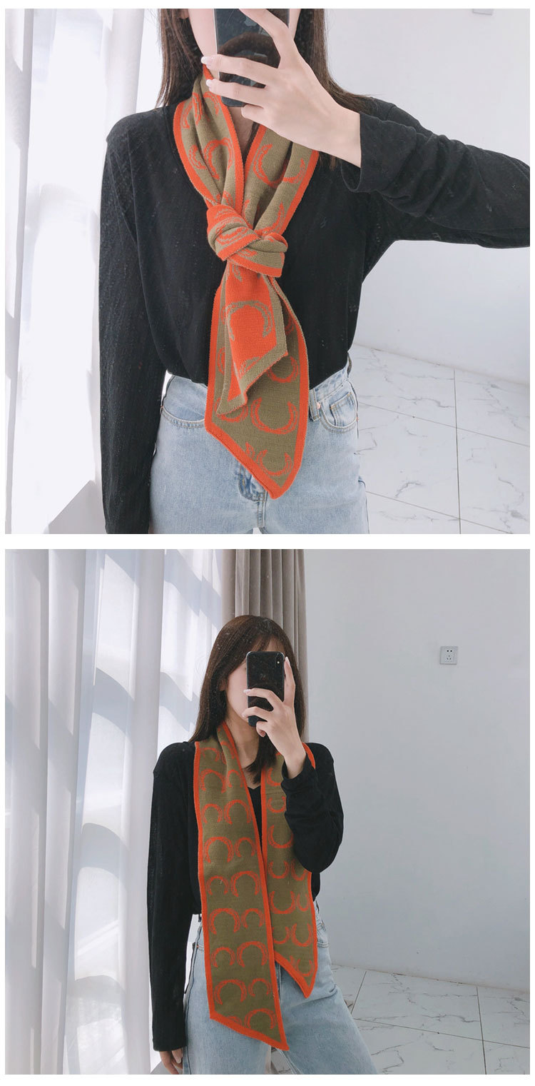 U Horseshoe Print New Scarf Female Autumn And Winter Long Section Warm Knitted Wool Scarf display picture 7