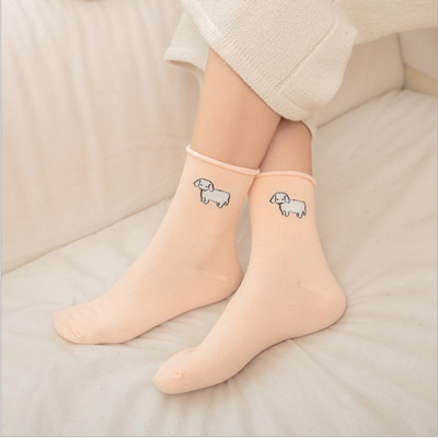 5双装 月子袜子春秋冬纯棉松口产妇产后孕妇袜子坐月子卡通卷边袜