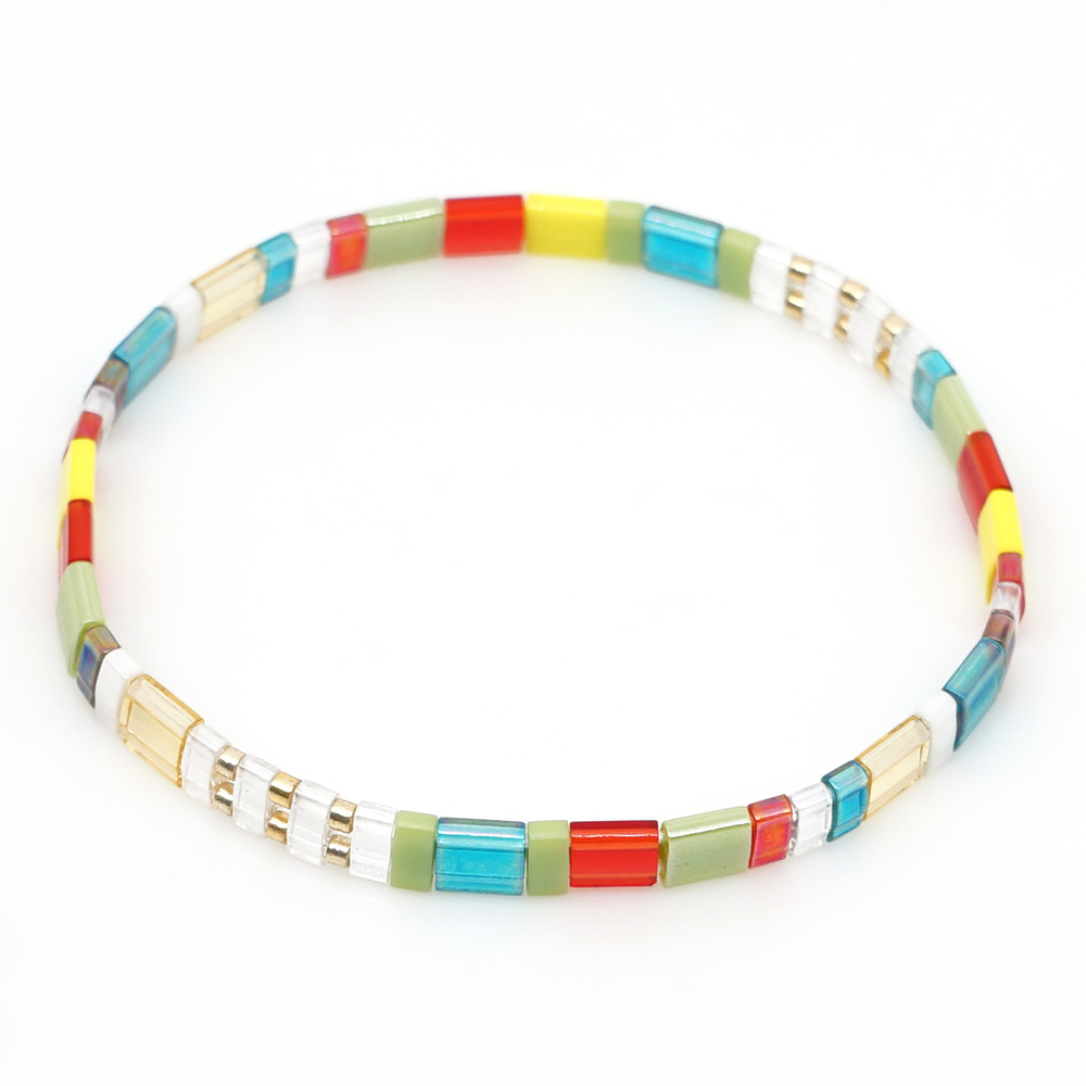 INS Bohemian Beach Travel Vacation Jewelry Tila Beads Handmade Beaded Rainbow Color Small Bracelet for Womenpicture5