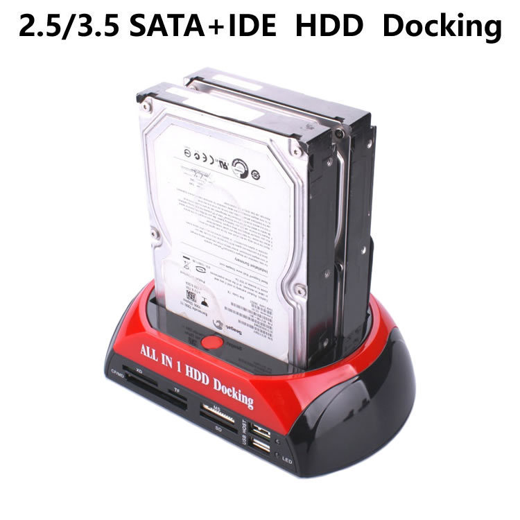 Factory Wholesale Direct Sales Multifunctional Mobile Hard Drive Base 2.5\3.5Ide+Sata Card Reader Hub Hard Drive Box