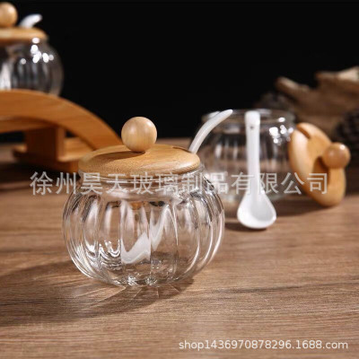 厂家供应玻璃南瓜调味罐 厨房家用调料盒 250ml盐罐套装 定做logo