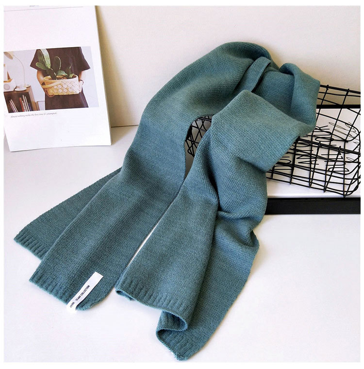 Solid Color Scarf Female Winter Long Thick Couple Knitted Wool Fashion Scarf Student Warm Scarf display picture 6