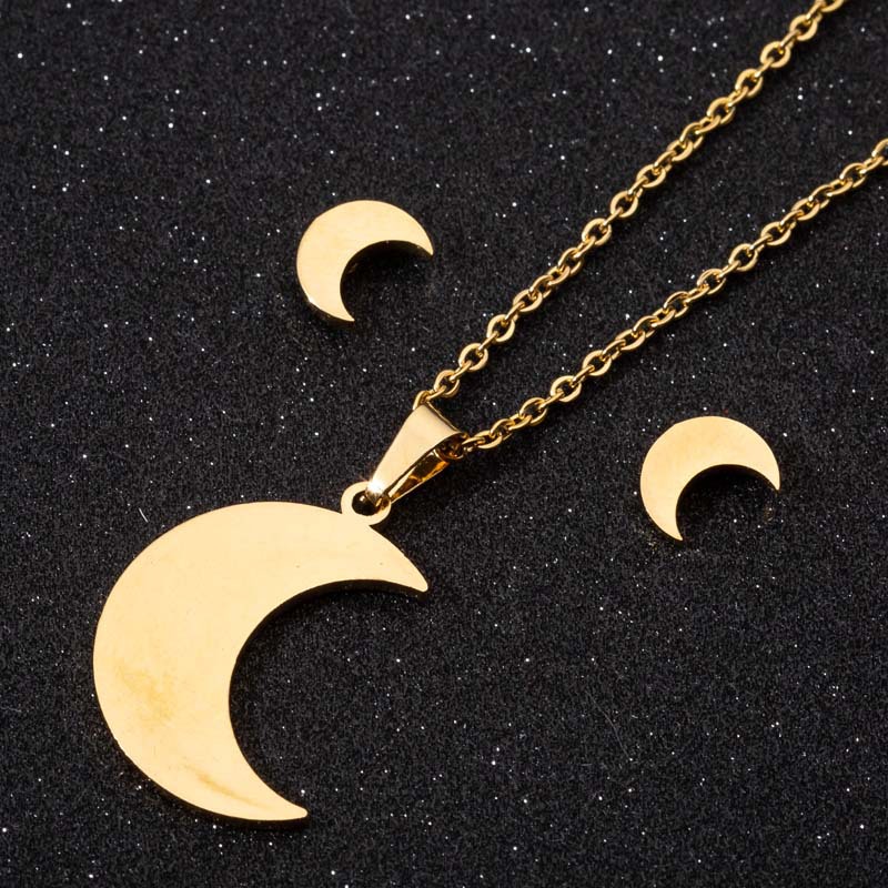 20g Weight PVD Coated Gold Plating Process 316 Stainless Steel Ear Needle Material 18K Gold, Real Gold Plated Plating Material Ear Studs Classification PVD Coated 18K Gold Real Gold Plated Moon 201 Stainless Steel Fashion Waterproof Non Tarnish Ear Studs