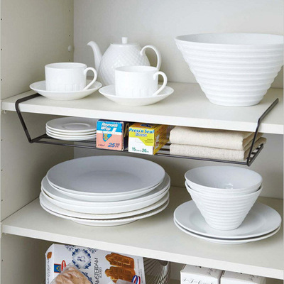 工厂直销 厨房整理橱柜下置物架隔层挂篮储物架 碗碟架盘子架