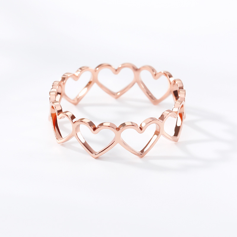 Metall Hohlherz Link Roségold Ring display picture 3