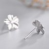 Earrings, fashionable accessory, silver 925 sample, flowered, simple and elegant design, Korean style, 925 sample silver