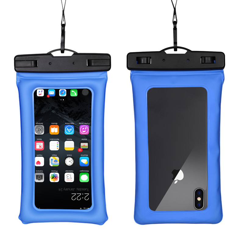 源头工厂现货夏日户外游泳漂流充气漂浮手机防水袋气囊防水手机袋|ru