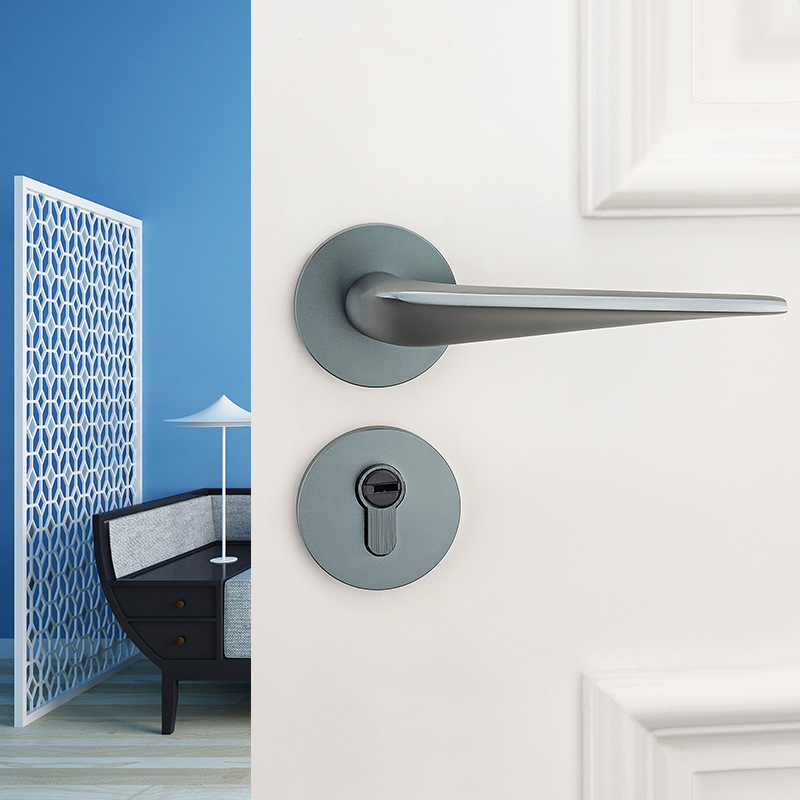 Cerradura de la puerta del dormitorio de estilo europeo cerradura dividida interior baño gris manija de la puerta de madera maciza manija de silencio cerradura de la puerta