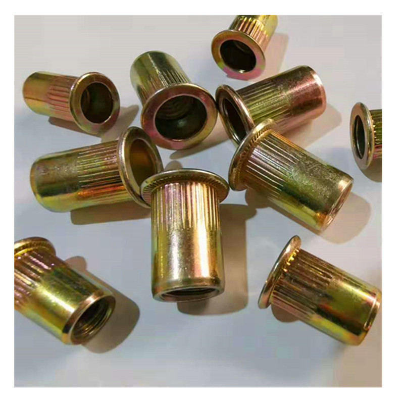 拉铆螺母M3M4M5M6M8M10M12平头竖纹拉铆螺母 彩锌六角铆螺母