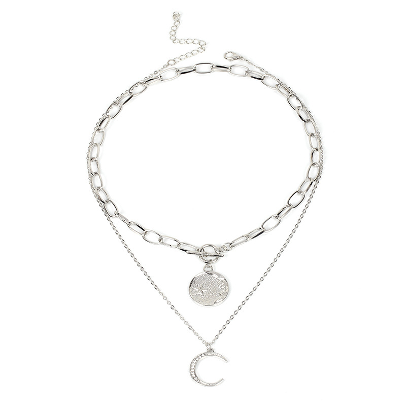 21g Weight Necklace Classification Women'S Gender Fashion Style Gold, Silver Color Fashion Alloy Moon Women's Necklace Clavicle Chain 7