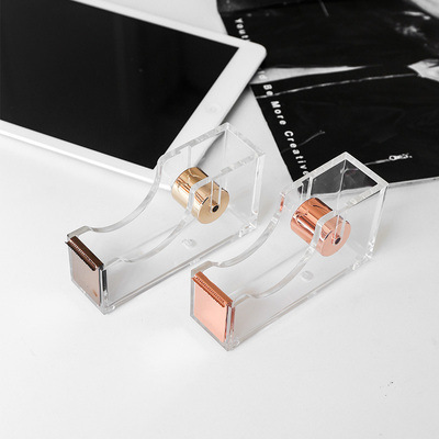 Transparent acrylic tape base cutter small marble rose gold pocket tape and paper tape cutting