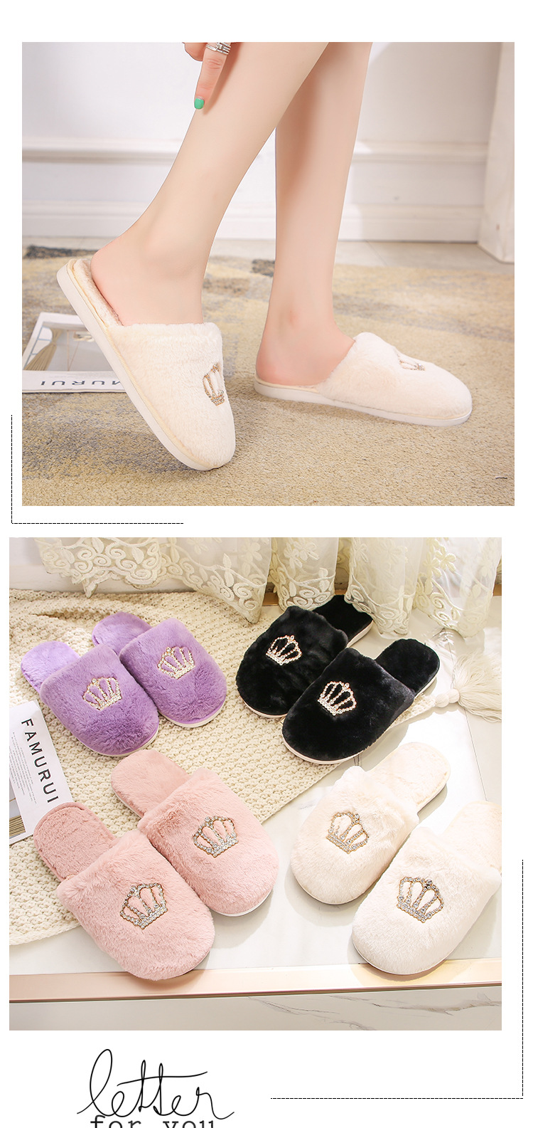 new winter warm slippers non-slip soft bottom slippers NSPE13418