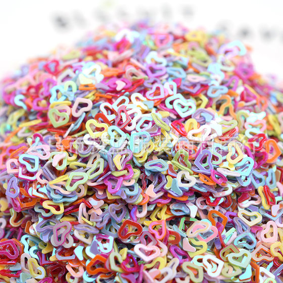 Factory direct supply 4mm hollow heart nail art sequins patch beads Diy Crystal mud slime filling material