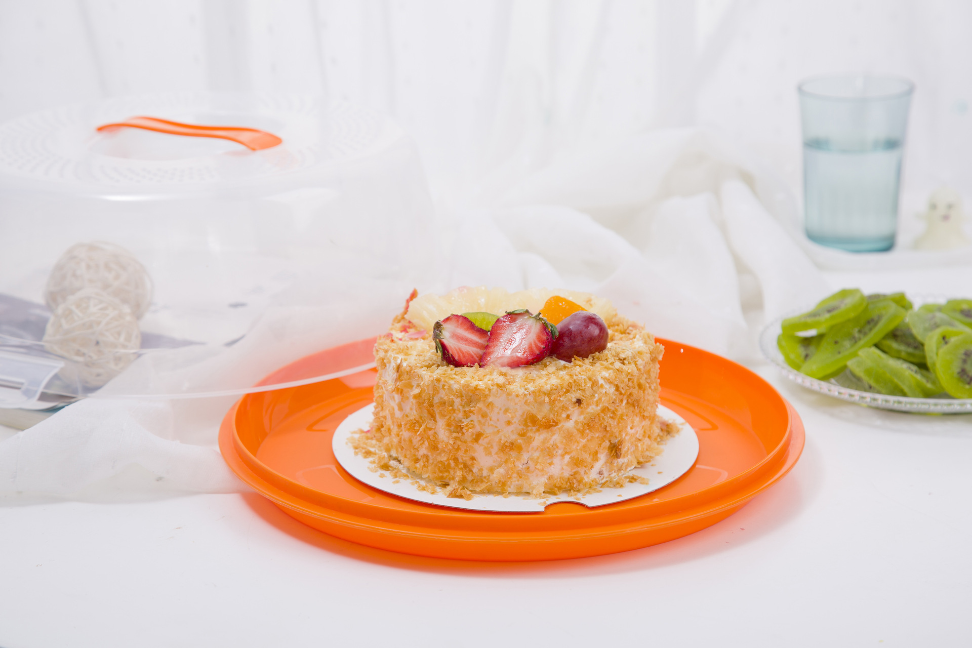 圆形蛋糕盒手提透明食品级8寸生日蛋糕打包盒重复使用烘焙工具