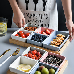 北歐陶瓷分格小吃碟套裝創意水果盤家用堅果零食盤乾果盤大蘸料碟