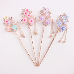 Ancient court costume hairpin, Chinese Han style hair accessory, flowing silk tassel hair ornament, antique-style braided hair accessory