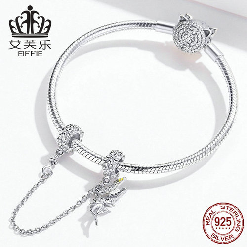 Independent station supply sterling silver original safety chain DIY bracelet accessories elf charm sliver jewelry accessories