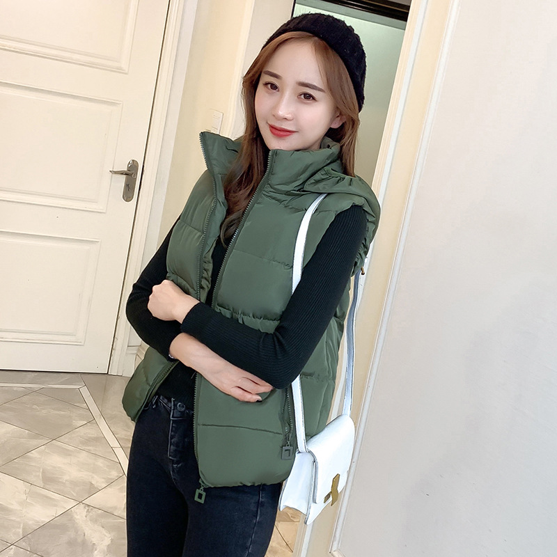 Down cotton vest women's short style autumn winter 2020 new Korean version of plain shoulder cotton padded jacket jacket fashion