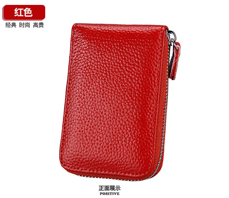 60g Weight Zipper Closure Type Business Occasion Genuine leather Material Solid Color Pattern Unisex Gender Coffee, Royal Blue, Orange, Dark Blue, Pink, Purple, Red, Green, Yellow, Black Color Unisex Solid Color Genuine Leather Coffee Royal Blue Orange Zipper Card Holders 27