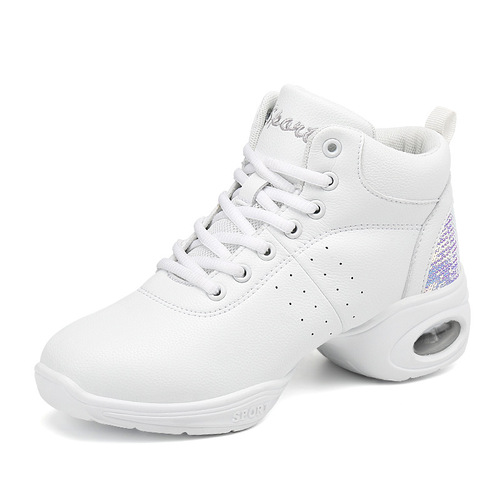 Autumn/Winter New Leather Surface Adult Dance Shoes with Soft Soles, Square Dance Shoes, Height Increasing Military Dance Shoes, Aerobics Shoes