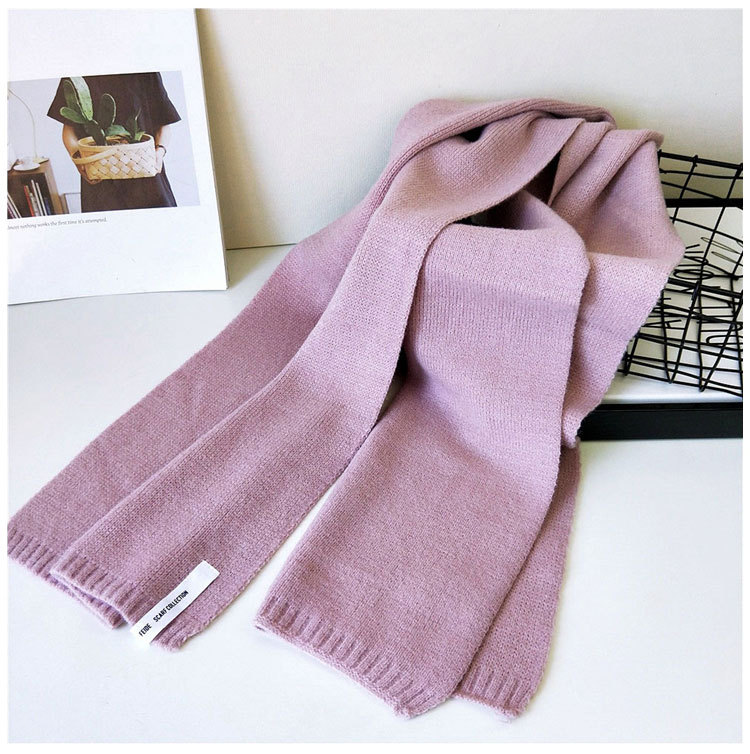 Solid Color Scarf Female Winter Long Thick Couple Knitted Wool Fashion Scarf Student Warm Scarf display picture 14