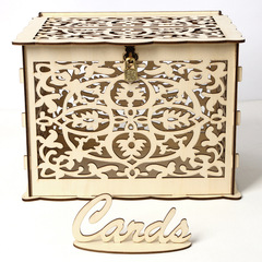 Creative DIY Wooden Wedding Supplies Name Card Box Ornament Check-in Box Wooden Wedding Greeting Card Box