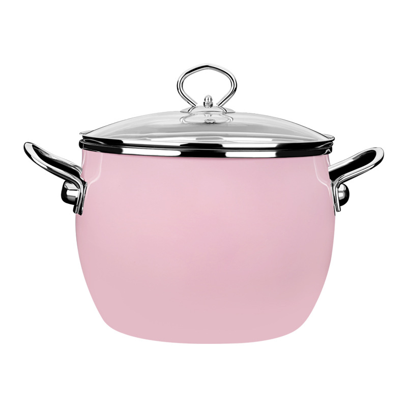 Enamel soup pot Japanese soup pot Korean baby auxiliary food pot induction cooker general enamel pot manufacturer direct selling uncoated