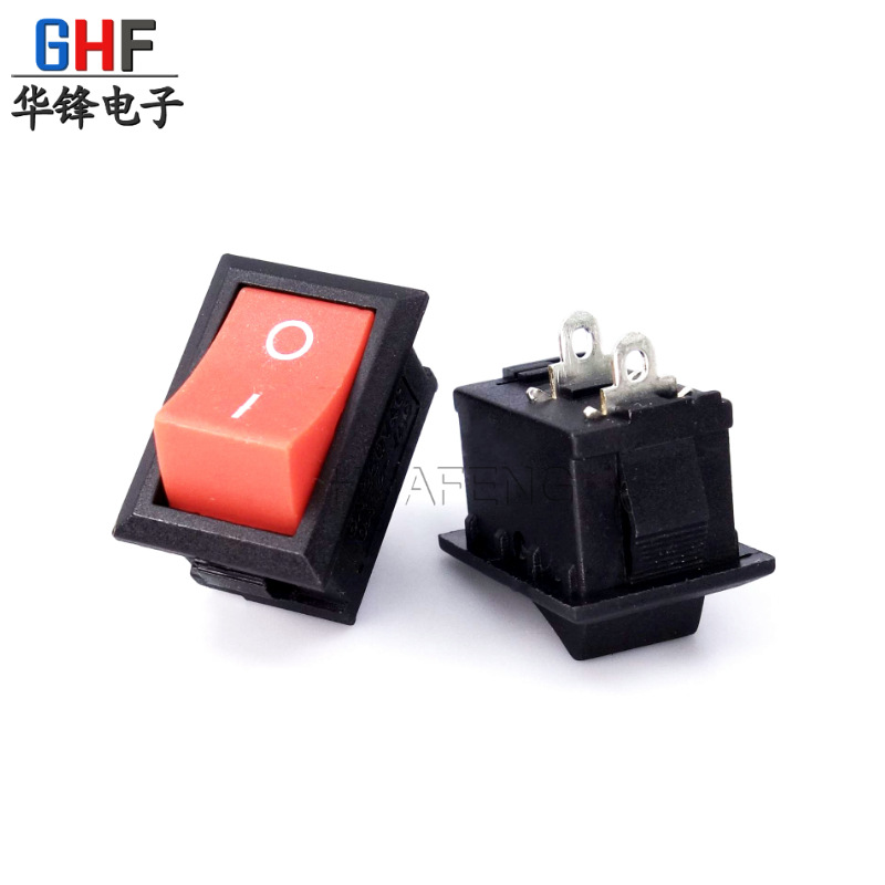 优价15*21短脚船型开关 KCD1二脚2档 红按钮铜脚 跷板小电源开关