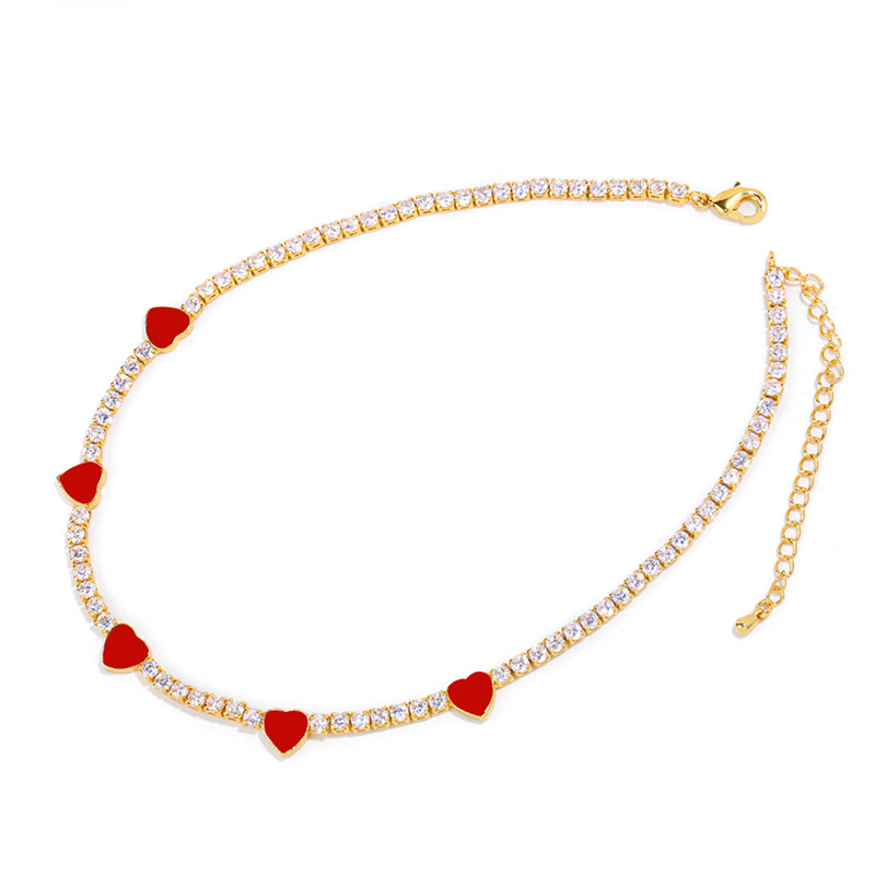 Grenz Überschreitende Neue Produkte Zubehör Choker Liebes Kette Voller Diamanten Ins Einfache Internet-promi-schlüsselbein Kette Halskette Flut Nkp96 display picture 4